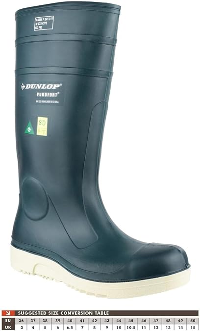 Dunlop Unisex Purofort Comfort Grip Full Safety Wellington Blue Size UK