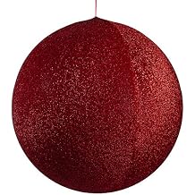 Inflatable Tinsel Commercial Christmas Ball Ornament Outdoor Decoration - 27.5 - Red
