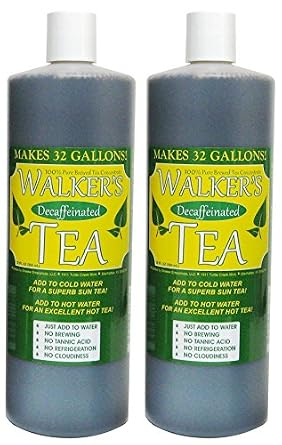 Walkers Liquid Tea Concentrate Without Caffeine- 64 ounces total (pack of 2 - 32 ounce bottles) Makes 64 Gallons