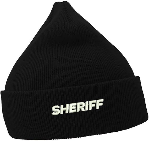 Mens Beanie Hats Sheriff Police Embroidered Casual Knit Hats
