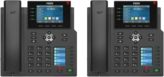 Fanvil X5U 2-Units High-End VoIP Phone, 3.5-Inch Color Display, 2.4-Inch Side Color Display for DSS Keys. 16 SIP Lines, Dual-Port Gigabit Ethernet, Power Adapter Not Included