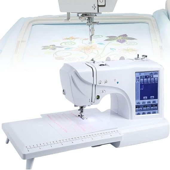 Electric Embroidery Sewing Machine, Automatic with 4x9.2 Inch Embroidery Area, 7 Inch LCD Touch Screen, Multi Pattern Border, Auto Thread Cutting and Threading