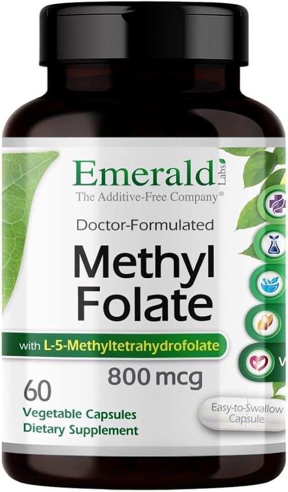 EMERALD LABS Methyl FOLATE 800 MCG, 60 Vegetable Capsules