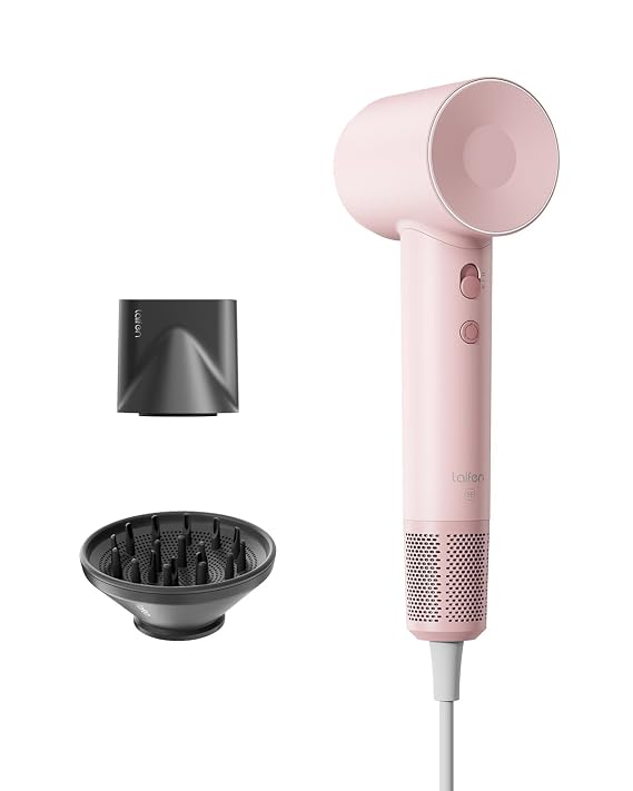 Laifen Hair Dryer Swift SE, 200 Million Negative Ionic Blow Dryer with 105,000 RPM Brushless Motor 1400W Powerful Fast Drying High-Speed Low Noise Hairdryer with Magnetic Nozzle & Diffuser (Pink)