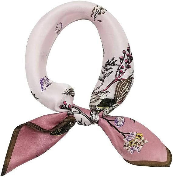 FONYVE 100% Mulberry Silk Scarfs for Women-Lightweight Square Satin Head Scarf-Small Silk Hair Scarf for Sleeping 21"x21"