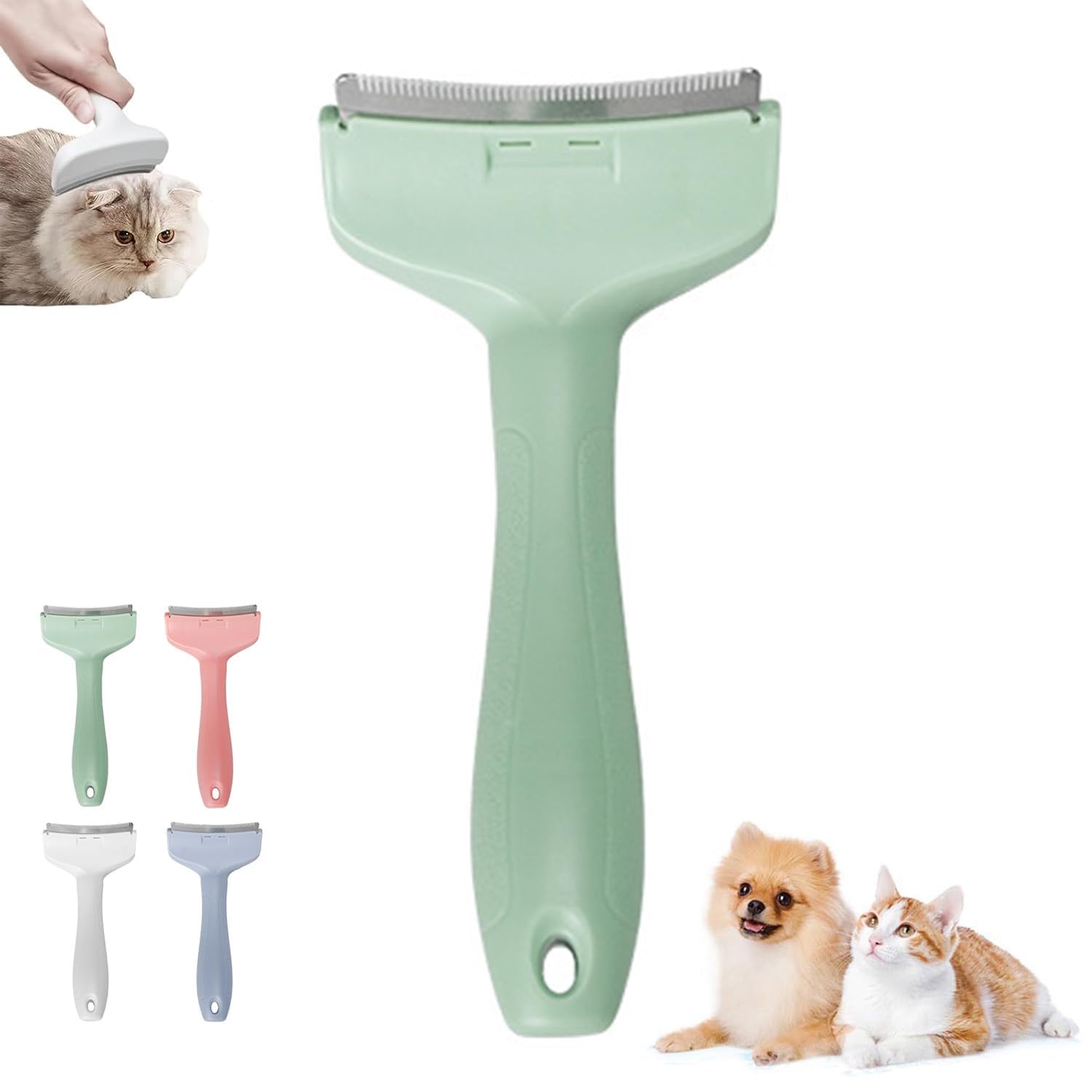 V-Tooth Deshedding Comb - Pet Hair Removal Tool, Tooth Deshedding Comb for Pets, 1.1 Mm V-Tooth, Dog & Cat Grooming Brush for Shedding Green, Large