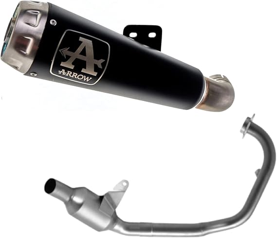 arrow 71936prn+71764mi, silencer with header-pipes, complete system homologated open pro-race black nichrom, endcap steel, compatible with motorbike ktm duke 390 2021 2022 2023 mototopgun