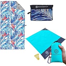 ECCOSOPHY Quick Dry Microfiber Towel and Waterproof Picnic Blanket Bundle