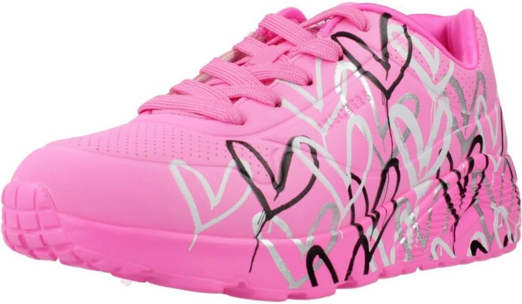 Skechers Girls' UNO Lite Metallic Love