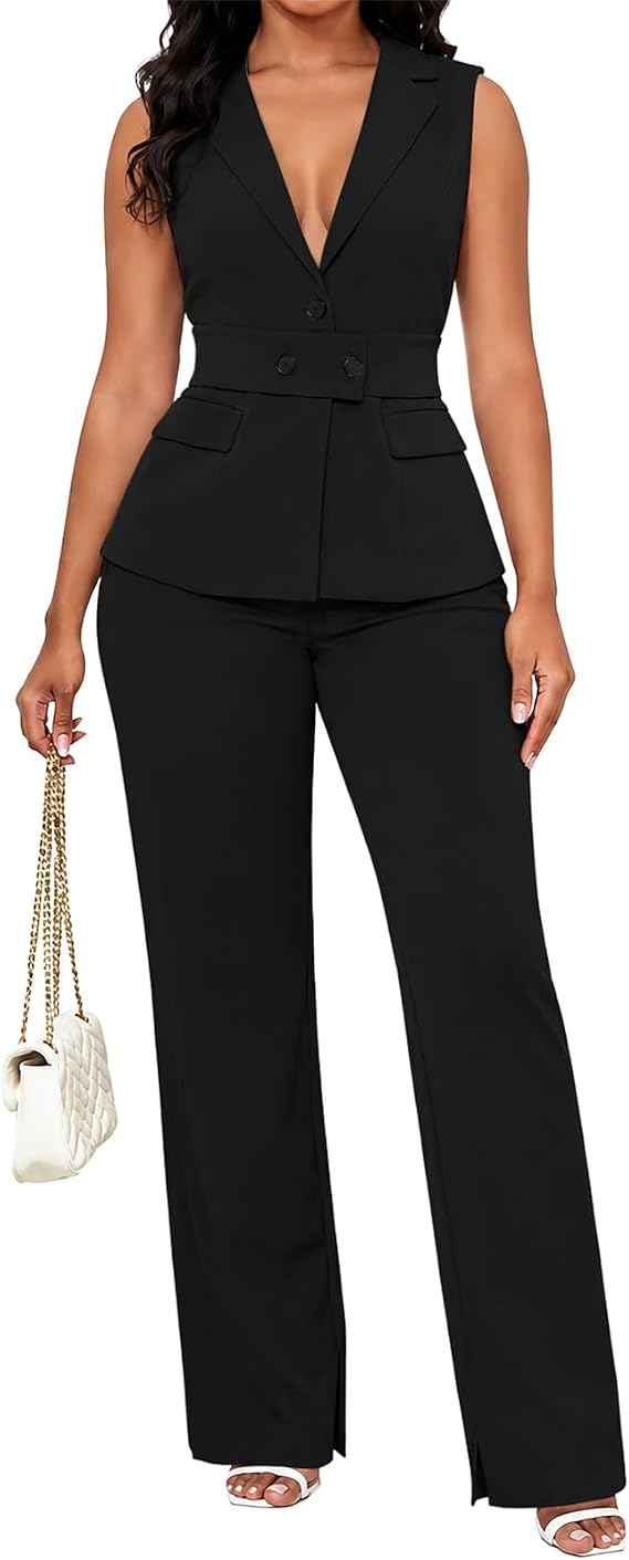 kaimimei Womens Suits 2 Piece Set Business Dressy Vest and Pants