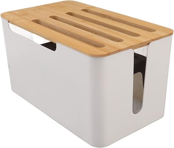 Router Storage Box, Power Strip and Cable Management Hider Rack, Wooden Router Shelf, Modem Router Cover Wood Shelf for Office Desktop Organizer Shelves