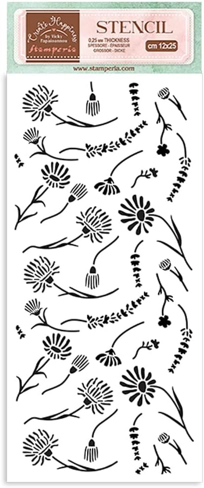 Stamperia Stencil 4.72"X9.84"-Create Happiness Welcome Home Flowers KSTDL78