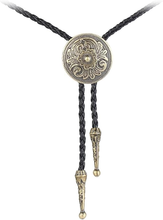 AZORA Western Cowboy Bolo Tie Men Leather Necktie Rope Cord Bull Skull Bola Tie for Women