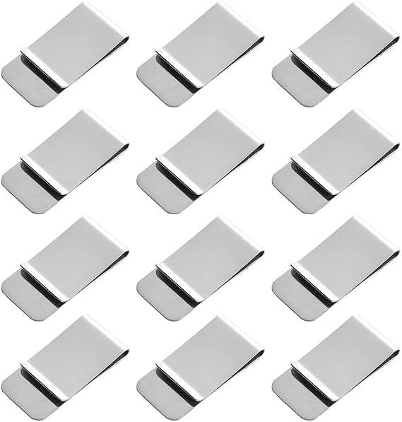 Stainless steel money clip for men, slim metal money clip, money & cards holder, 12 pack