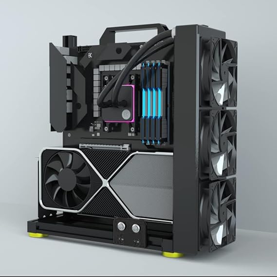 PC Creative Assembly Frame Test Bench,Open Air Frame Case, DIY Computer Motherboard Case Rack, ITX ATX MATX/EATX Open Aluminum Frame Chassis (E-ATX)