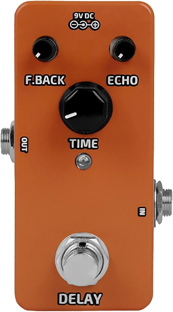 Guitar Delay Pedal for Pedal Boards, Stereo Analog Delay Guitar Effect for Pedal Compact, Guitar Accessory for Home School & Performance Use, Mini Vintage Electric Guitars Effect Pedal (Orange)