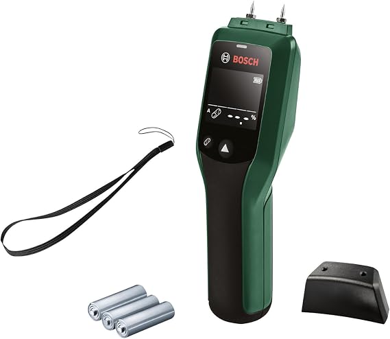 Bosch Moisture Meter UniversalHumid (Precise Results Thanks to Wood Group Selection and LED Traffic Light for Easy Interpretation)