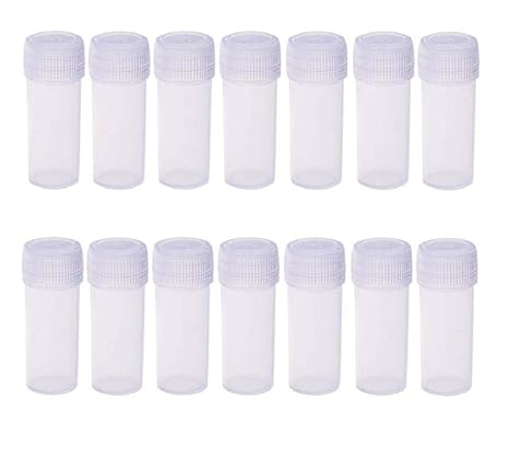 50 Pcs Plastic Sample Bottles Mini Clear Storage Case with Lid, 5ML Small Bottle Vial Storage