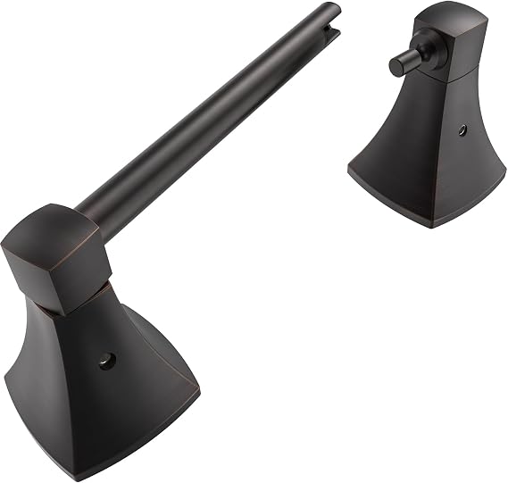 Toilet Paper Holder Wall Mount Oil Rubbed Bronze Double Post Pivoting Tissue Roll Holder Stainless Steel and Zinc Alloy for Bathroom RV Commercial