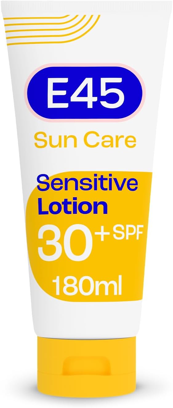 E45 Sun SPF30 Sensitive Sun Cream with Vitamin E - UVA and UVB Protection- Fragrance-Free and Dermatologically Tested Sun Lotion For Body - Suitable For Dry, Sensitive and Eczema Prone Skin (180ml)