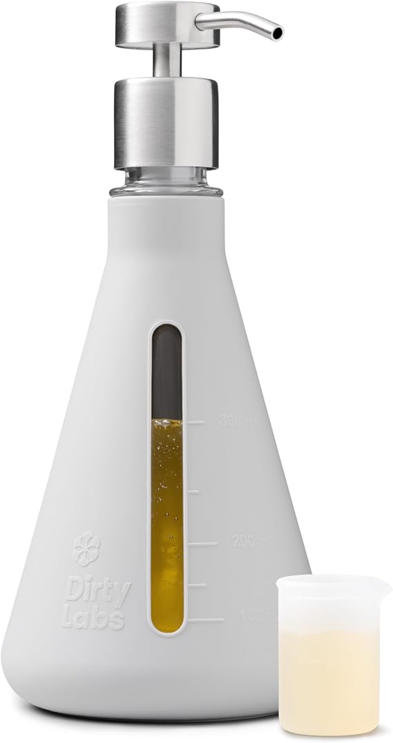 Dirty Labs | Erlenmeyer Glass Detergent Dispenser & Pump | Holds 40 Loads