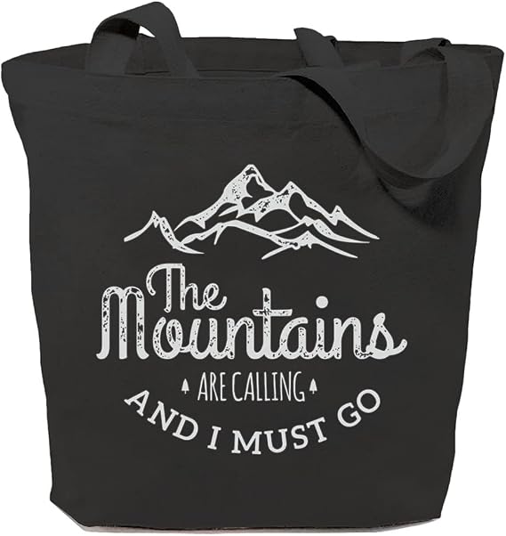Canvas Tote Bag for Women Reusable Grocery Shoulder Shopping Bags Funny Gifts The Mountains are Calling and I Must Go