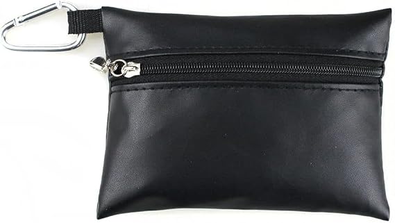 1Pc Black Mini Golf Tee Pouch Bag, Golf Ball Tee Storage Bag Leather Golf Tees Pocket with Zipper, Golf Supplies Accessories Golf Club Bag Accessories Golf