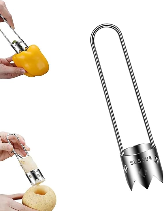 Fruit and Vegetable Corer Pepper Corer Stainless Steel Fruit Corer Apple Corer with Ergonomic Handle Kitchen Aid for Fruit and Vegetables (1)