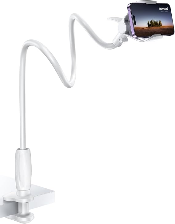 Lamicall Gooseneck Phone Holder for Bed, Stable Flexible Arm Stand for Desk