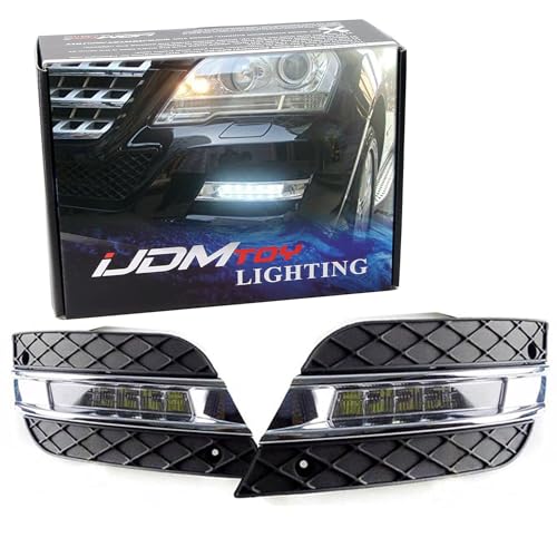 iJDMTOY Xenon White LED Daytime Running Lights Compatible With 09-11 Mercedes W164 ML-Class ML350 ML450 ML550 ML63 AMG, 2 OEM Fit DRL Assy Each Powered by 6 Pieces High Power LED Lights