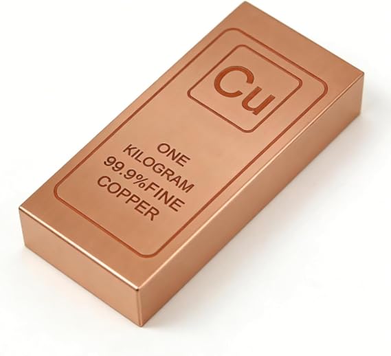 Solid Copper Bar 1 KG | 99.9% Pure Copper (Cu 999) | Decorative Collectible Ingot for Display, Crafts & Educational Use (Copper)