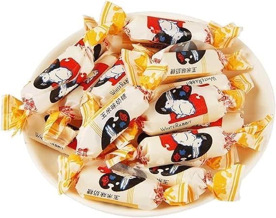 Chocolate Toffee Candies, White Rabbit Milk Gummy Candy, Mango Flavored Milk Soft Candy, Chewy Gummie Desserts, Wedding Candies, Chinese Food Gifts, Asian Fudge, Casual Snacks (114g,Corn Flavor)