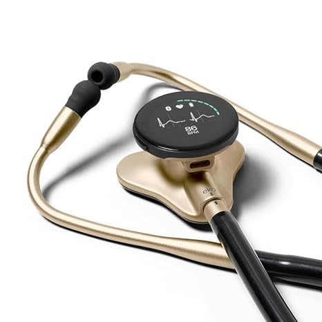 Eko CORE 500TM Digital Stethoscope 40x Amplification, Active Noise Cancellation, 3-Lead ECG, FDA-Cleared AI with Eko+, Full-Color Display, Reimbursement Eligible Champagne, COR503-CHP
