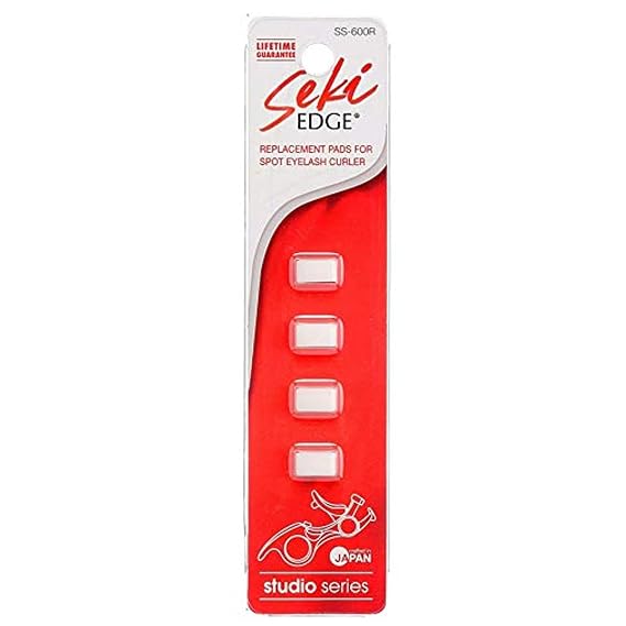 Seki EDGE Eyelash Curler Replacement Pads, SS-600R, 4 Count | Soft Silicone Lash Cushions, Eye Makeup Beauty Tool Refills, Gentle Curl Without Pinching, Made in Japan