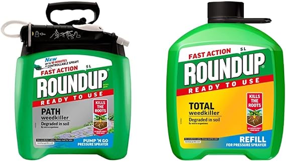 Roundup Path Weedkiller 5 Litre Pump 'N Go Refill, Ready to Use & Fast Action Total Weedkiller, 5 Litre Refill