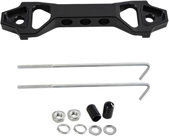 povtii Battery Hold Down Sets, Aluminum Alloy Car Battery Holder Kit with J Hook Nut Spacers, Automotive Battery Hold Down Bracket Lock Accessories Universal for Most Vehicles (Black)
