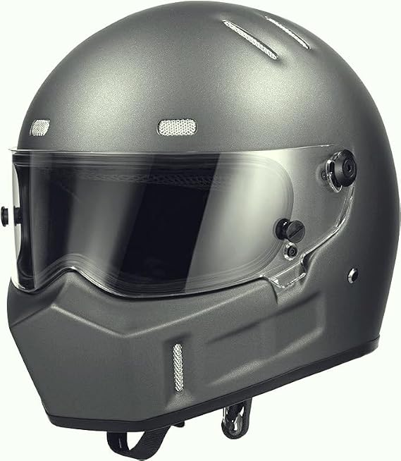 CRG Sports Retro Full Face Motorcycle Helmet, DOT Approved Fiberglass Street Bike Helmet with Clear Visor, Lightweight Cafe Racer Cruiser Motorcycle Helmet