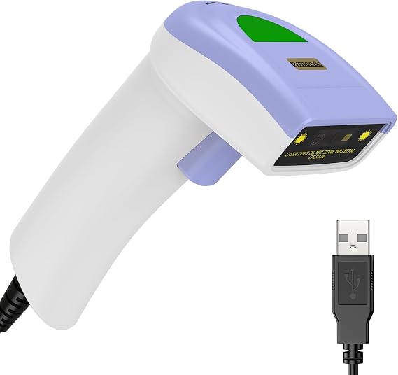 Symcode USB 1D Barcode Scanner, Handheld Wired CCD Laser Barcode Reader Scanner Supports Screen Scan UPC Bar Code Scanner for Warehouse, Library, Supermarket, POS