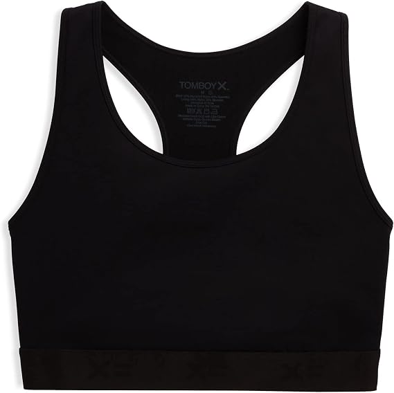 TomboyX Racerback Compression Bra for Women Full Coverage Gender Inclusive Wireless Medium Support Top No Padding Sports Bras