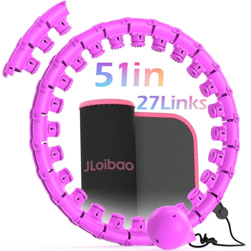 Weighted Hula Circle for Adults Weight Loss, Infinity Fitness Hoop Plus Size 51 Inch with Sweat Belt, Include 27 Detachable Links and Waist Trainer for Women