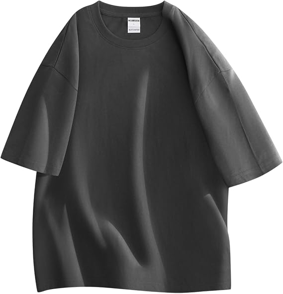Mens Heavy T Shirt 240gsm Cotton Tee Athletic Workout Relaxed Fit Gym Shirts Casual Tops