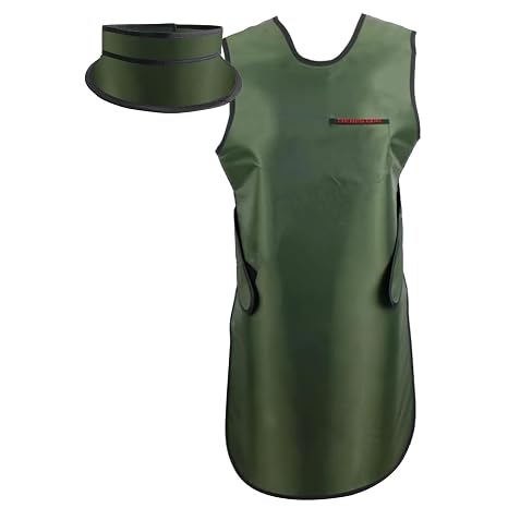 Lead Apron Thyroid Shield Collar Cover Set for X-Rays 0.5 Equivalency,X-ray Radiology Interventional Radiology Shields(Dark Green,Medium)