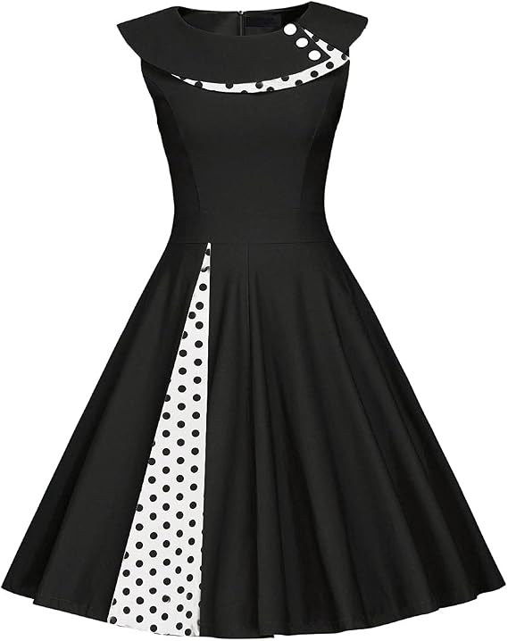 Women's 50s 60s Polka Dots Vintage Dresses Audrey Hepburn Rockabilly Swing Party Cocktail Dress S-3XL
