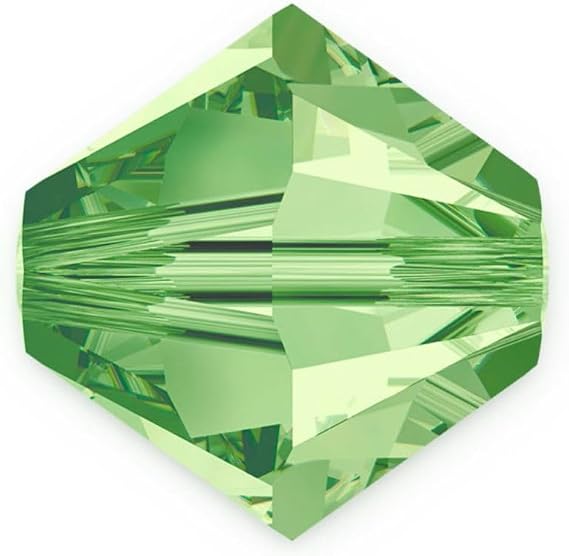 100pcs Authentic Preciosa 3mm (0.12 Inch) Small Faceted Bicone Crystal Loose Beads Peridot Green Compatible with Swarovski 5301/5328 for DIY Jewelry Making Pre-B316