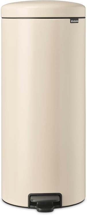Brabantia - NewIcon pedallı çöp kovası 30 l – mutfak için büyük çöp kutusu – yumuşak kapanan kapak – kolay pedal kullanımı – çıkarılabilir iç kova – yumuşak bej – 29 x 38 x 68 cm