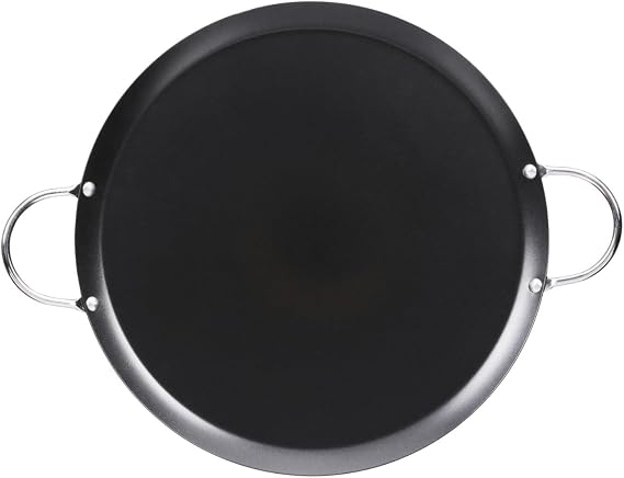 IMUSA 9in Carbon Steel Nonstick Round Comal with Metal Handles, Black
