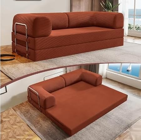 Folding Convertible Sofa Bed Orange