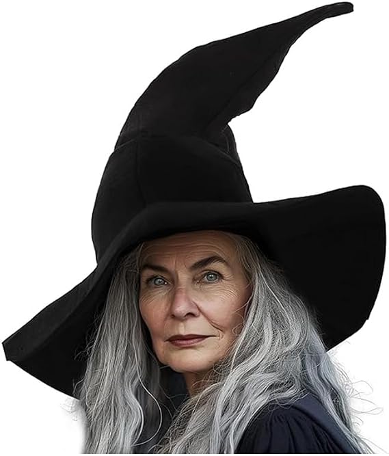 Topcosplay Black Witch Hat Halloween Christmas Costume Party Role Playing Witch Hat Accessories