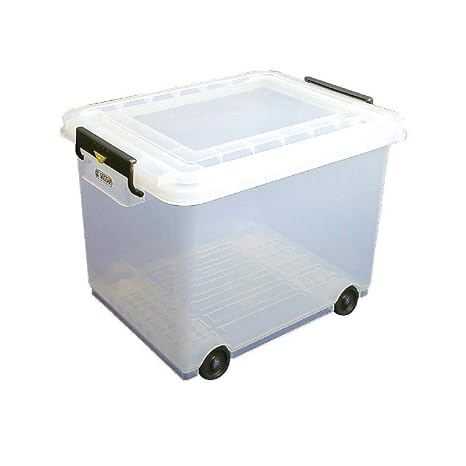 araven 91183 Food Box with Lid, BPA Free, Wheels Attached, 63.4 Quart, Transparent