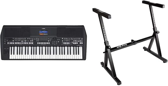 Yamaha PSR-SX600 Digital Workstation Keyboard & RockJam Heavy Duty Z-Style Keyboard Stand - Black